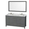 Wyndham Sheffield 60" Double Bathroom Vanity In Dark Gray With White Carrara Marble Countertop Undermount Oval Sinks And 58" Mirror WCS141460DKGCMUNOM58