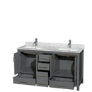 Wyndham Sheffield 60" Double Bathroom Vanity In Dark Gray with White Carrara Marble Countertop Undermount Square Sinks and No Mirror WCS141460DKGCMUNSMXX