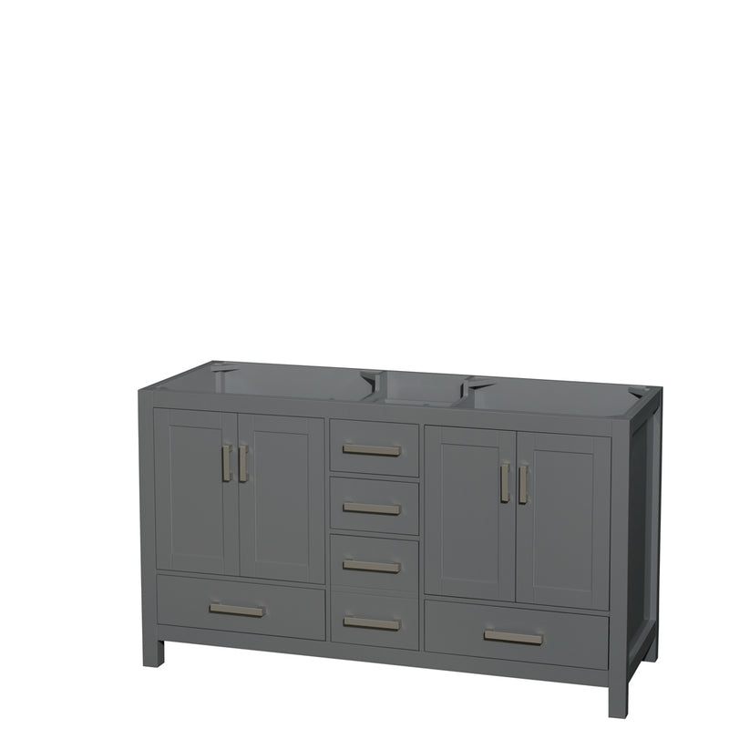 Wyndham Sheffield 60" Double Bathroom Vanity In Dark Gray With No Countertop No Sinks And No Mirror WCS141460DKGCXSXXMXX