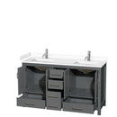 Wyndham Sheffield 60" Double Bathroom Vanity In Dark Gray with White Cultured Marble Countertop Undermount Square Sinks and No Mirror WCS141460DKGWCUNSMXX