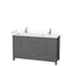 Wyndham Sheffield 60" Double Bathroom Vanity In Dark Gray With White Cultured Marble Countertop Undermount Square Sinks And No Mirror WCS141460DKGWCUNSMXX