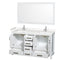 Wyndham Sheffield 60" Double Bathroom Vanity In White with Carrara Cultured Marble Countertop Undermount Square Sinks and 58" Mirror WCS141460DWHC2UNSM58