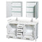 Wyndham Sheffield 60" Double Bathroom Vanity In White with Carrara Cultured Marble Countertop Undermount Square Sinks and Medicine Cabinets WCS141460DWHC2UNSMED