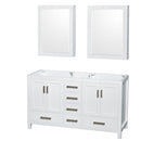 Wyndham Sheffield 60" Double Bathroom Vanity In White No Countertop No Sinks And Medicine Cabinets WCS141460DWHCXSXXMED