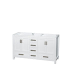 Wyndham Sheffield 60" Double Bathroom Vanity In White White Carrara Marble Countertop Undermount Square Sinks and Medicine Cabinets WCS141460DWHCMUNSMED