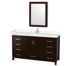 Wyndham Sheffield 60" Single Bathroom Vanity In Espresso With Carrara Cultured Marble Countertop Undermount Square Sink And Medicine Cabinet WCS141460SESC2UNSMED