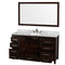 Wyndham Sheffield 60" Single Bathroom Vanity In Espresso White Carrara Marble Countertop Undermount Oval Sink and 58" Mirror WCS141460SESCMUNOM58