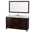 Wyndham Sheffield 60" Single Bathroom Vanity In Espresso White Carrara Marble Countertop Undermount Oval Sink And 58" Mirror WCS141460SESCMUNOM58