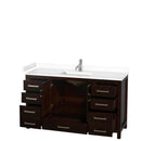 Wyndham Sheffield 60" Single Bathroom Vanity In Espresso with White Cultured Marble Countertop Undermount Square Sink and No Mirror WCS141460SESWCUNSMXX