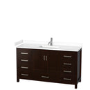Wyndham Sheffield 60" Single Bathroom Vanity In Espresso With White Cultured Marble Countertop Undermount Square Sink And No Mirror WCS141460SESWCUNSMXX