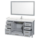 Wyndham Sheffield 60" Single Bathroom Vanity In Gray with Carrara Cultured Marble Countertop Undermount Square Sink and 58" Mirror WCS141460SGYC2UNSM58