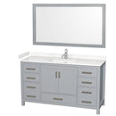 Wyndham Sheffield 60" Single Bathroom Vanity In Gray With Carrara Cultured Marble Countertop Undermount Square Sink And 58" Mirror WCS141460SGYC2UNSM58