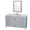 Wyndham Sheffield 60" Single Bathroom Vanity In Gray With White Carrara Marble Countertop Undermount Oval Sink And Medicine Cabinet WCS141460SGYCMUNOMED