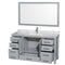 Wyndham Sheffield 60" Single Bathroom Vanity In Gray with White Carrara Marble Countertop Undermount Square Sink and 58" Mirror WCS141460SGYCMUNSM58