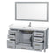 Wyndham Sheffield 60" Single Bathroom Vanity In Gray with White Cultured Marble Countertop Undermount Square Sink and 58" Mirror WCS141460SGYWCUNSM58