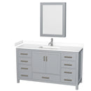 Wyndham Sheffield 60" Single Bathroom Vanity In Gray With White Cultured Marble Countertop Undermount Square Sink And Medicine Cabinet WCS141460SGYWCUNSMED