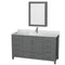 Wyndham Sheffield 60" Single Bathroom Vanity In Dark Gray With White Carrara Marble Countertop Undermount Square Sink And Medicine Cabinet WCS141460SKGCMUNSMED