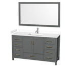 Wyndham Sheffield 60" Single Bathroom Vanity In Dark Gray With White Cultured Marble Countertop Undermount Square Sink And 58" Mirror WCS141460SKGWCUNSM58