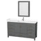 Wyndham Sheffield 60" Single Bathroom Vanity In Dark Gray With White Cultured Marble Countertop Undermount Square Sink And Medicine Cabinet WCS141460SKGWCUNSMED