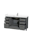 Wyndham Sheffield 60" Single Bathroom Vanity In Dark Gray with White Cultured Marble Countertop Undermount Square Sink and No Mirror WCS141460SKGWCUNSMXX