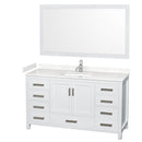 Wyndham Sheffield 60" Single Bathroom Vanity In White With Carrara Cultured Marble Countertop Undermount Square Sink And 58" Mirror WCS141460SWHC2UNSM58