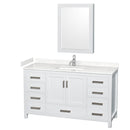 Wyndham Sheffield 60" Single Bathroom Vanity In White With Carrara Cultured Marble Countertop Undermount Square Sink And Medicine Cabinet WCS141460SWHC2UNSMED