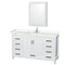 Wyndham Sheffield 60" Single Bathroom Vanity In White With Carrara Cultured Marble Countertop Undermount Square Sink And Medicine Cabinet WCS141460SWHC2UNSMED