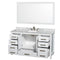 Wyndham Sheffield 60" Single Bathroom Vanity In White White Carrara Marble Countertop Undermount Oval Sink and 58" Mirror WCS141460SWHCMUNOM58