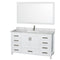 Wyndham Sheffield 60" Single Bathroom Vanity In White White Carrara Marble Countertop Undermount Square Sink And 58" Mirror WCS141460SWHCMUNSM58