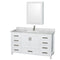 Wyndham Sheffield 60" Single Bathroom Vanity In White White Carrara Marble Countertop Undermount Square Sink And Medicine Cabinet WCS141460SWHCMUNSMED