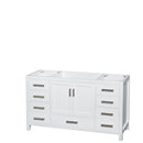 Wyndham Sheffield 60" Single Bathroom Vanity In White White Carrara Marble Countertop Undermount Square Sink and Medicine Cabinet WCS141460SWHCMUNSMED