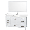 Wyndham Sheffield 60" Single Bathroom Vanity In White With White Cultured Marble Countertop Undermount Square Sink And 58" Mirror WCS141460SWHWCUNSM58