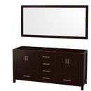 Wyndham Sheffield 72" Double Bathroom Vanity In Espresso No Countertop No Sinks And 70" Mirror WCS141472DESCXSXXM70