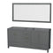 Wyndham Sheffield 72" Double Bathroom Vanity In Dark Gray With No Countertop No Sink And 70" Mirror WCS141472DKGCXSXXM70