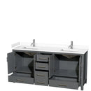 Wyndham Sheffield 72" Double Bathroom Vanity In Dark Gray with White Cultured Marble Countertop Undermount Square Sinks and No Mirror WCS141472DKGWCUNSMXX