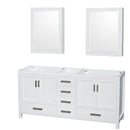 Wyndham Sheffield 72" Double Bathroom Vanity In White No Countertop No Sinks And Medicine Cabinets WCS141472DWHCXSXXMED