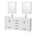 Wyndham Sheffield 72" Double Bathroom Vanity In White With White Cultured Marble Countertop Undermount Square Sinks And Medicine Cabinets WCS141472DWHWCUNSMED