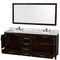 Wyndham Sheffield 80" Double Bathroom Vanity In Espresso White Carrara Marble Countertop Undermount Oval Sinks and 70" Mirror WCS141480DESCMUNOM70