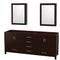 Wyndham Sheffield 80" Double Bathroom Vanity In Espresso No Countertop No Sinks And Medicine Cabinets WCS141480DESCXSXXMED