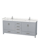 Wyndham Sheffield 80" Double Bathroom Vanity In Gray With Carrara Cultured Marble Countertop Undermount Square Sinks And No Mirror WCS141480DGYC2UNSMXX