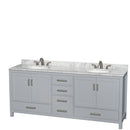 Wyndham Sheffield 80" Double Bathroom Vanity In Gray With White Carrara Marble Countertop Undermount Oval Sinks And No Mirror WCS141480DGYCMUNOMXX