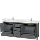 Wyndham Sheffield 80" Double Bathroom Vanity In Dark Gray with Carrara Cultured Marble Countertop Undermount Square Sinks and No Mirror WCS141480DKGC2UNSMXX