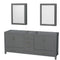 Wyndham Sheffield 80" Double Bathroom Vanity In Dark Gray With No Countertop No Sink And Medicine Cabinets WCS141480DKGCXSXXMED