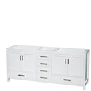 Wyndham Sheffield 80" Double Bathroom Vanity In White White Carrara Marble Countertop Undermount Square Sinks and 70" Mirror WCS141480DWHCMUNSM70