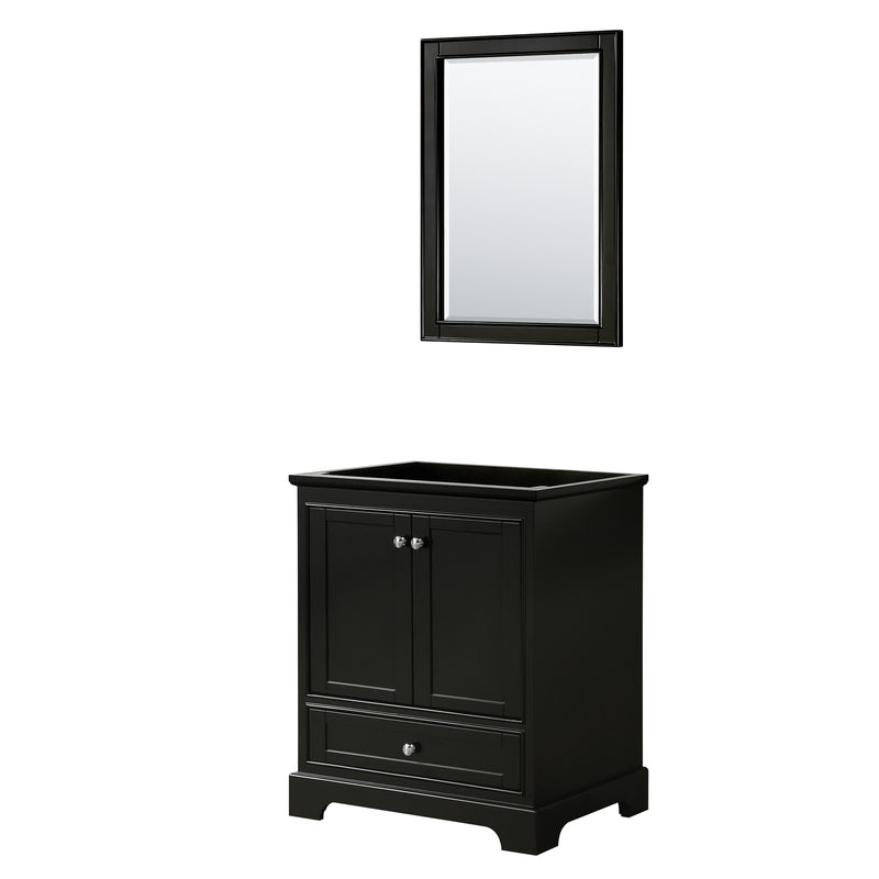 Wyndham Deborah 30" Single Bathroom Vanity In Dark Espresso No Countertop No Sink And 24" Mirror WCS202030SDECXSXXM24