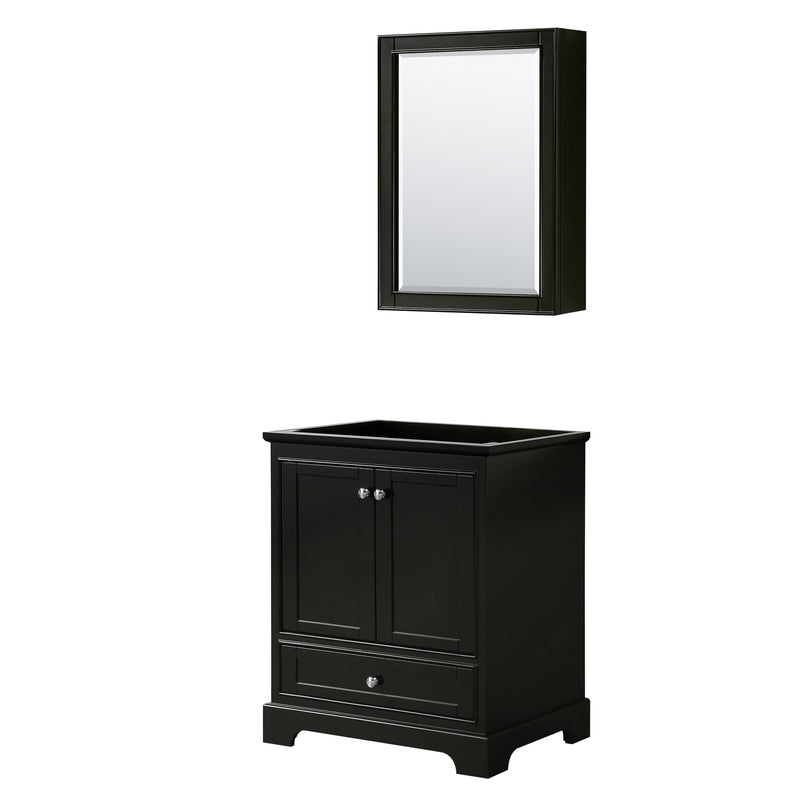 Wyndham Deborah 30" Single Bathroom Vanity In Dark Espresso No Countertop No Sink And Medicine Cabinet WCS202030SDECXSXXMED