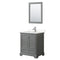 Wyndham Deborah 30" Single Bathroom Vanity In Dark Gray With Light-Vein Carrara Cultured Marble Countertop Undermount Square Sink And 24" Mirror WCS202030SKGC2UNSM24