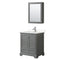 Wyndham Deborah 30" Single Bathroom Vanity In Dark Gray With Light-Vein Carrara Cultured Marble Countertop Undermount Square Sink And Medicine Cabinet WCS202030SKGC2UNSMED