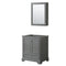 Wyndham Deborah 30" Single Bathroom Vanity In Dark Gray No Countertop No Sink And Medicine Cabinet WCS202030SKGCXSXXMED