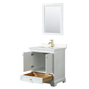 Wyndham Deborah 30" Single Bathroom Vanity In White with Light-Vein Carrara Cultured Marble Countertop Undermount Square Sink Brushed Gold Trims and 24" Mirror WCS202030SWGC2UNSM24